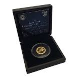A 22CT GOLD SAPPHIRE CORONATION JUBILEE FULL SOVEREIGN PROOF COIN, DATED 2018 Issued Authority