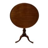 A 19TH CENTURY MAHOGANY CIRCULAR DISH TOP OCCASIONAL TABLE. (54cm x 68cm) Condition: good, some