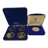A SILVER GILT COMMEMORATIVE FOUR CROWN COIN SET, DATED 1977 Titled 'Royal Salute', with various