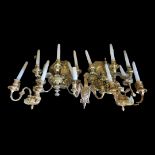 SIX PAIRS OF VINTAGE BRASS CANDLE WALL SCONCES Together with a single wall sconce, one pair
