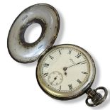 AN EARLY 20TH CENTURY SILVER DEMI HUNTER GENTS POCKET WATCH Circular white dial with seconds dial,