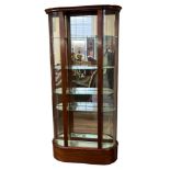 A VICTORIAN STYLE MAHOGANY DISPLAY CABINET OF SHALLOW PROPORTIONS With open adjustable shelves, a