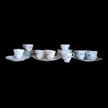 A VINTAGE SHELLEY PORCELAIN TEA SET In the Charm pattern (no13752), comprising ten tea cups, saucers