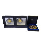 A COLLECTION OF THREE LARGE BRONZE COMMEMORATIVE MEDALLIONS Comprising Centenary of The Great War
