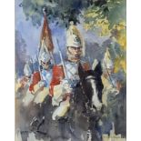 MALCOLM R.ROGERS, R.A., 1915, A 'ROYAL HORSEGAURDS' WATERCOLOUR GROUP PORTRAIT Seated military