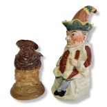 A RARE VICTORIAN SEMI PORCELAIN MR PUNCH CHARACTER JUG AND COVER Polychrome painted reg no: