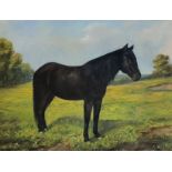 G. DOUGLASS, 1906, OIL ON CANVAS Landscape, with horse standing, signed, gilt framed. (81cm x 66cm)