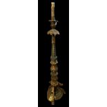 A LATE 19TH/EARLY 20TH CENTURY ITALIAN BAROQUE STYLE CARVED GILTWOOD STANDARD LAMP A tall green