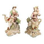 BOW FACTORY, WEST HAM LONDON, A PAIR OF 18TH CENTURY PORCELAIN FIGURES, GENTLEMEN IN ELABORATE DRESS