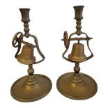 MARINE NAVAL INTEREST, A PAIR OF UNUSUAL 19TH CENTURY SHIP’S TABLE HEAVY BRASS AND COPPER
