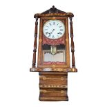 A 19TH CENTURY AMERICAN FEDERAL MAHOGANY ROSEWOOD MARQUETRY INLAID WALL CLOCK/TIMEPIECE A body of