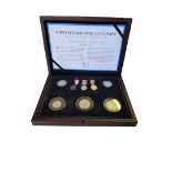 A SILVER WWI CENTENARY COIN AND MEDAL SET Comprising a half crown, Florin, threepence, Shilling