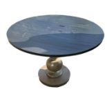 A 20TH CENTURY BREAKFAST TABLE With circular grey faux marble top, raised on a french grey