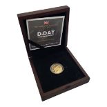 A 22CT GOLD 'D-DAY LANDINGS ' FULL SOVEREIGN PROOF COIN, DATED 2019 With Cromwell tank MK 1V,