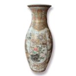 A 19TH CENTURY JAPANESE SATSUMA MEIJI PERIOD EARTHENWARE OVOID FORM VASE Polychrome painted with two