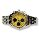 BREITLING, A RARE 18CT WHITE GOLD 'YELLOW' DIAL GENT’ S AUTOMATIC WRISTWATCH The yellow baton dial