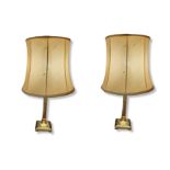 A PAIR OF 20TH CENTURY SOLID BRASS TABLE LAMP BASES With Neoclassical columns on square bases (ready