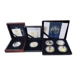 A COLLECTION OF SIX 1OZ SILVER PROOF COINS To include a set of four titled 'The 90th Birthday of Her