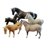 A COLLECTION OF VINTAGE BESWICK PORCELAIN HORSES To include a Black Beauty horse and fowl (models