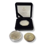 A COLLECTION OF THREE 1OZ SILVER COMMEMORATIVE PROOF COINS Comprising a 2019 silver cartwheel penny,