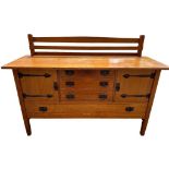 GUSTAV STICKLEY, AMERICAN, 1858 - 1942, A RARE 20TH CENTURY OAK ARTS & CRAFTS SIDEBOARD With plate