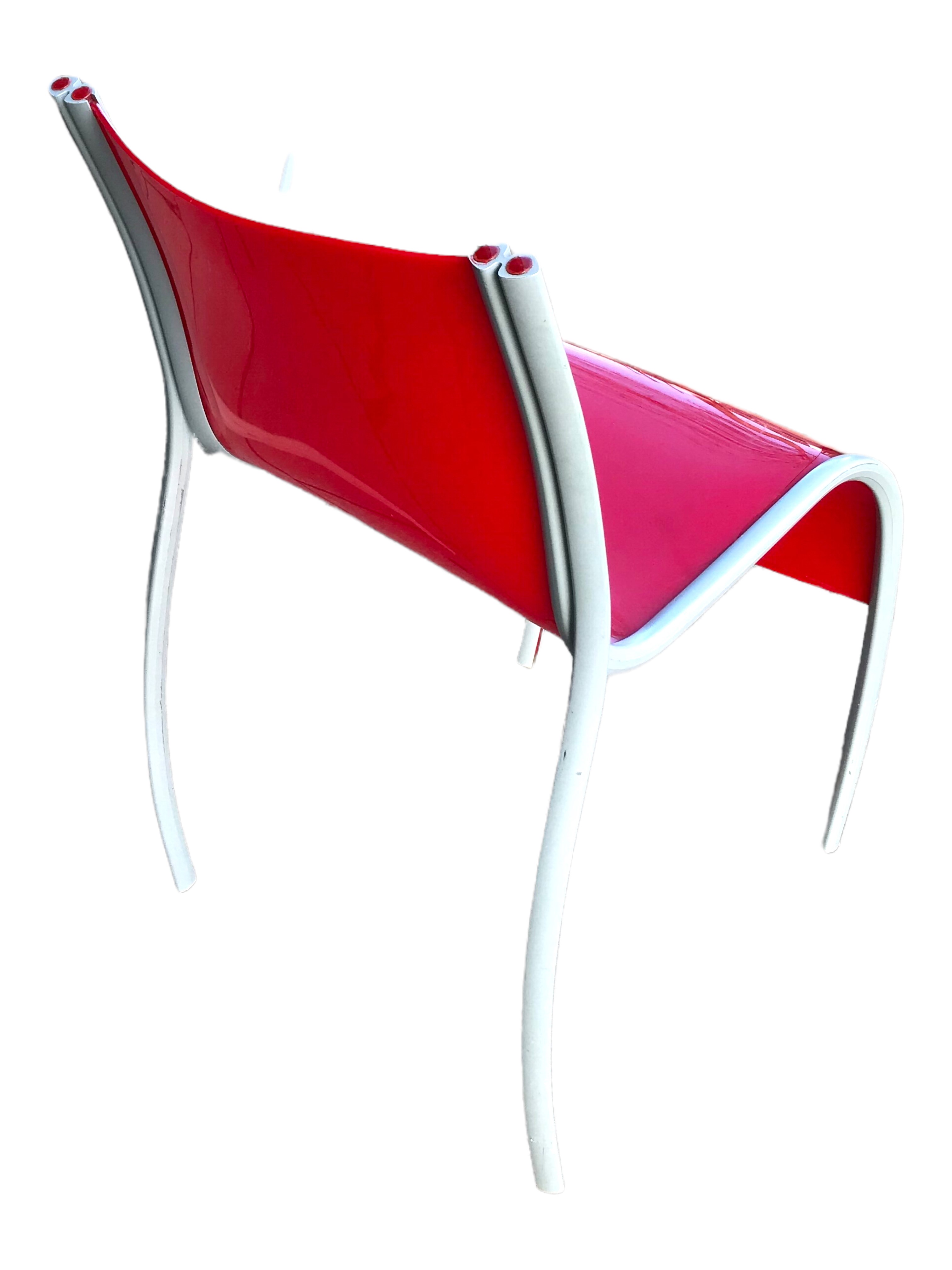 RON ARAD, A PAIR OF MID-CENTURY ITALIAN RED FANTASTIC PLASTIC ELASTIC CHAIRS BY KARTELL. - Image 2 of 3