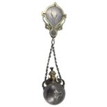 WHITING MANUFACTURING CO, NEW YORK, A 19TH CENTURY AMERICAN STERLING SILVER AND GILDED CHATELAIN,
