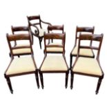 MANNER OF GILLOWS, A SET OF SEVEN EARLY 19TH CENTURY MAHOGANY BAR BACK DINING CHAIRS With drop in