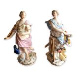 MEISSEN, ‘THE EARTH’ AND ‘THE AIR’, A PAIR OF 19TH CENTURY PORCELAIN FIGURES To include a lady