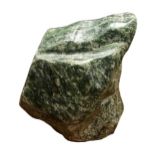 A LARGE SELF STANDING NEPHRITE JADE POLISHED STONE Green and naturalistic form. (Height 21.4cm x