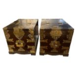 A PAIR OF CHINESE TABLE TOP CABINETS Gilt metal mounted, the top opening to reveal a mirrored