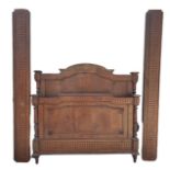 A 19TH CENTURY FRENCH CARVED OAK DOUBLE BED. (h 131cm x w 141cm x length 216cm)