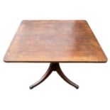 A GEORGE III OAK TILT TOP BREAKFAST TABLE The square top raised on turned a column and support, on