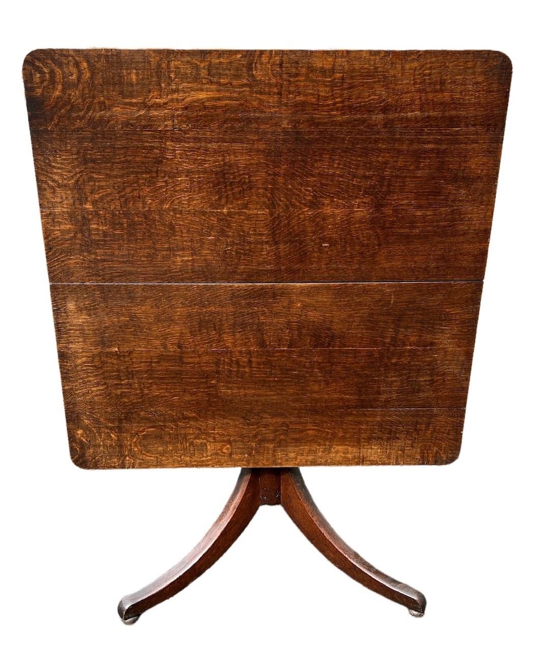 A GEORGE III OAK TILT TOP BREAKFAST TABLE The square top raised on turned a column and support, on - Image 2 of 2