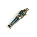 A 1920’S SILVER AND ENAMEL SARCOPHAGUS PROPELLING PENCIL. (h 6cm, 13.8g)
