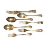 A COLLECTION OF LATE 19TH/EARLY 20TH CENTURY SILVER FORKS AND SPOONS Consisting of three