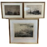 THREE PRINTS, TO INCLUDE MR HANS BUSK’S CUTTER YACHT MENAI After Auguste Ballin, 1842 - 1885, a pair