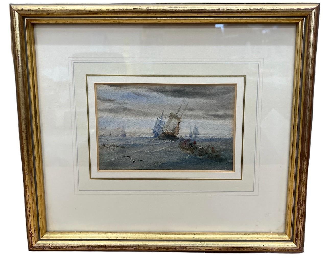 MANNER OF JOSEPH MALLORD WILLIAM TURNER, 1775 - 1851, 19TH CENTURY WATERCOLOUR Stormy seascape, with