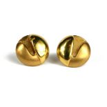 A PAIR OF CARTIER STYLE 18CT YELLOW GOLD EARRINGS Having polished and matte finish. (13.3g)