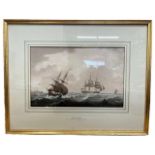 ATTRIBUTED TO DOMINIC SERRES, BRITISH, 1722 - 1793, LARGE WATERCOLOUR Coastal seascape, ships the