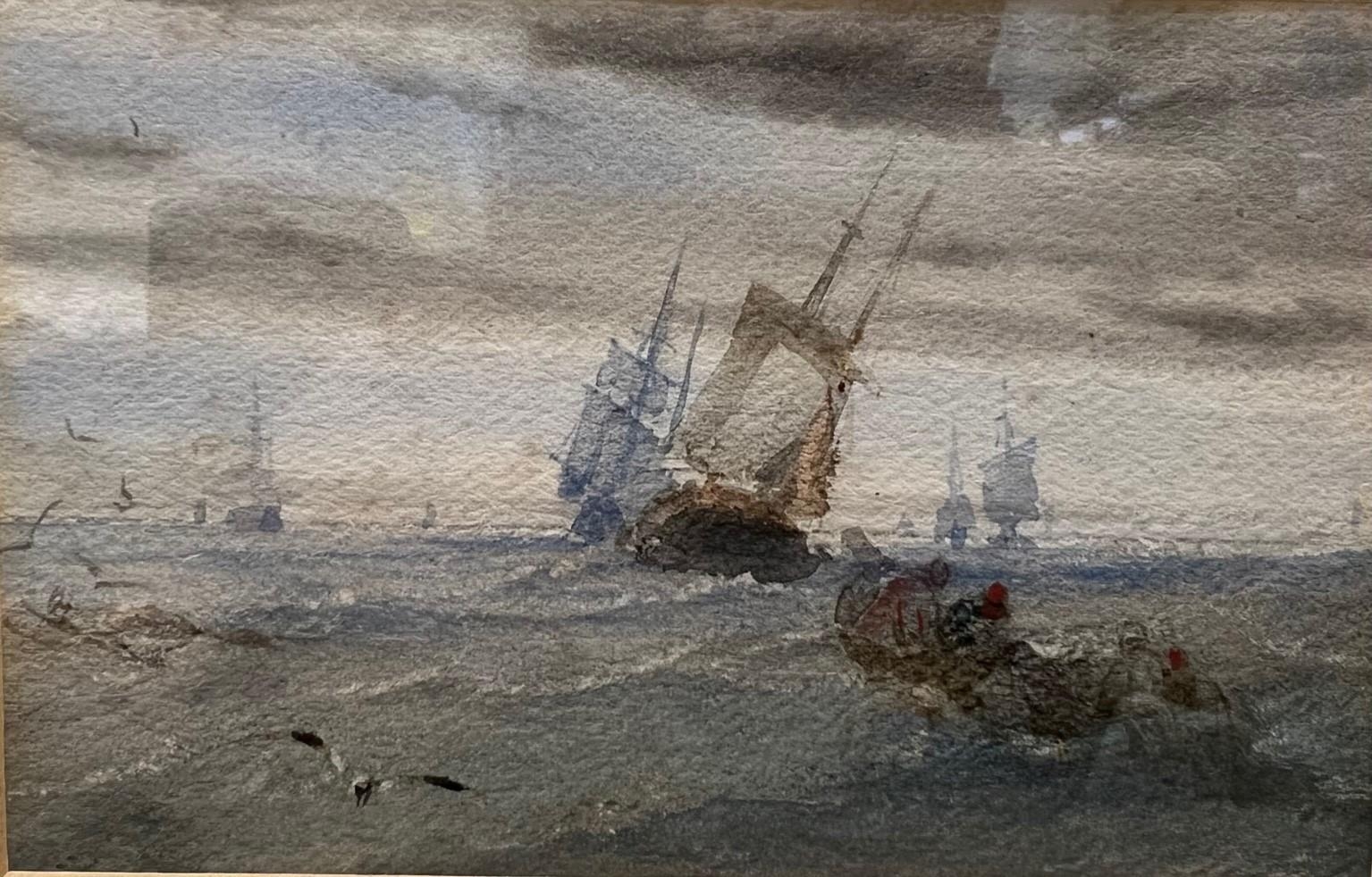 MANNER OF JOSEPH MALLORD WILLIAM TURNER, 1775 - 1851, 19TH CENTURY WATERCOLOUR Stormy seascape, with - Bild 2 aus 2