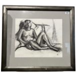 ALAN THORNHILL, BRITISH ARTIST AND SCULPTOR, 1921 - 2020, CHARCOAL ON PAPER Titled ‘Slumped Nude’,
