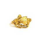 A 21CT GOLD FOLIAGE RING. (UK ring size M, 3.3g)