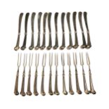 DANIEL DENNY, A SET OF TWENTY-FOUR LATE 18TH / EARLY 19TH CENTURY SILVER KNIVES AND FORKS, having