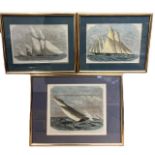 THREE 19TH CENTURY COLOURED PRINTS, SCHOONER MATCH OF THE ROYAL LONDON YACHT CLUB OFF THE NORE Royal