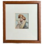 CIRCLE OF GEORGE MORLAND, 19TH CENTURY BRITISH SCHOOL WATERCOLOUR, TWO OTTOMAN TRADERS Framed and