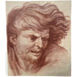 CIRCLE OF CHARLES LE BRUN, PARIS, 1619 - 1690, RED CHALK DRAWING, STUDY OF A BEARDED MAN Bearing