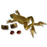 KENNETH LANE, A LARGE GILT HANGING FROG Together with a pair of silver gilt earrings and a pair