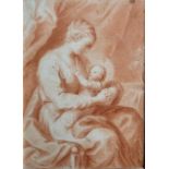 FOLLOWER OF FLAMINIO TORRE, ITALIAN, 1620 - 1661, 18TH CENTURY RED CHALK DRAWING, VIRGIN AND CHILD