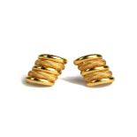 A PAIR OF CARTIER STYLE 18CT GOLD EARRINGS With textured and banded design. (7.2g)